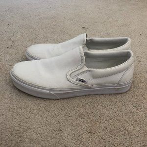 White Vans - Classic Slip Ons, Size 8.5